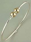   Bracelet Sterling Silver with Two 14K Yellow Gold Smooth Balls LeStage