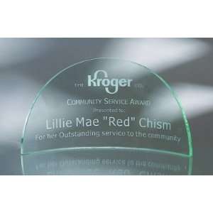  Media Luna Glass Award with Flat Edge   Medium Office 