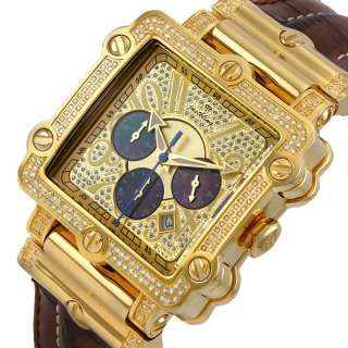 Mens Just bling 2.00 CT Square Full Case Diamond watch Yellow Gold JB 