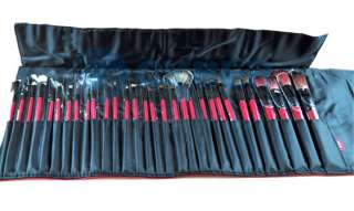 30PCS Pro Red&Black Deluxe Mineral Make Up Brush bag  