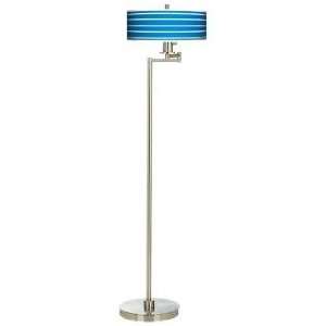  Bold Blue Stripe Energy Efficient Swing Arm Floor Lamp 