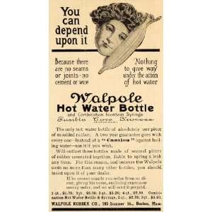  1910 Ad Walpole Rubber Company Hot Water Bottle Syringe 