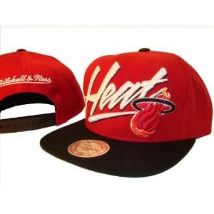 Miami Heat Mitchell & Ness Red & Black Adjustable Snap Back Baseball 