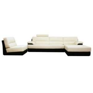   Series Cream Leather Modern Sectional Sofa and Chair: Home & Kitchen