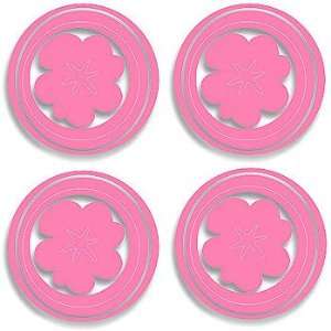  Hoopla Pink Flower and Circles   Peel and Stick   4pc Wall 