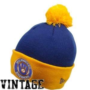 New Era Milwaukee Brewers Royal Blue Gold Circle Knit Beanie:  
