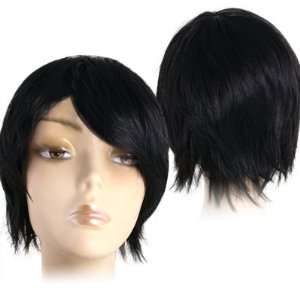    Short Black Straight Wig Synthetic Hair Cosplay Women: Beauty