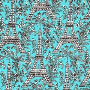  Eiffel Tower Spa Blue by Michael Miller (2 Yards Total   1 