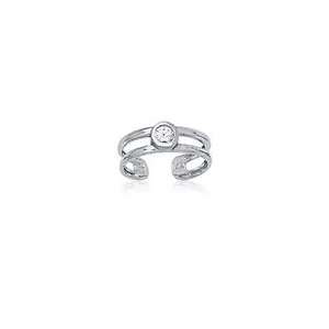  Cubic Zircon Solitaire Toe Ring in 14K White Gold Jewelry