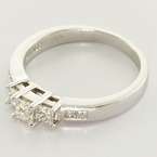 Marvelous Three Stone Diamond 14K White Gold Vintage Engagement Ring 