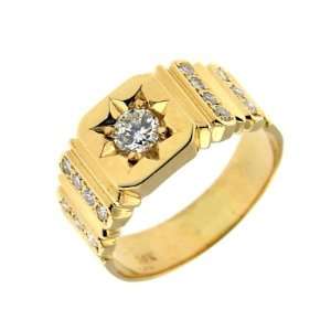    0.81 ct Yellow Gold Diamond Mens Fashion Ring 14 kt Jewelry
