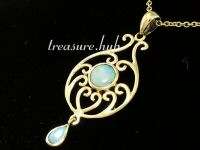 EXQUISITE 9ct Gold SOLID Natural Opal VICTORIAN insp. Pendant  
