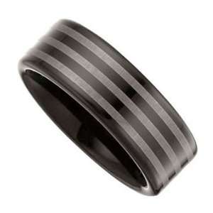  Size 12   Black Immersed Tungsten Striped Ring Jewelry