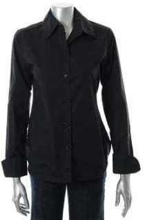 FAMOUS CATALOG Moda Button Down Shirt Black Knit Sale Top M  