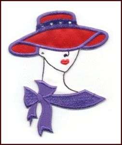 Easy IRON ON Applique..RED HAT Lady. Design  
