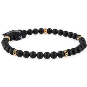   DyOh Jewelry   4mm Matte Black Onyx Bracelet w/ Gold Insets Jewelry
