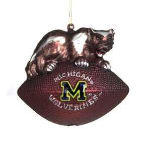   Wolverines NCAA Glass Mascot Football Ornament (6): Sports & Outdoors