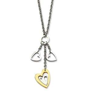  Stainless Steel IPG 24k Plating Heart with Polished Hearts 