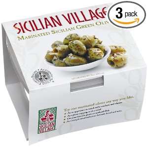 Sicilian Village Marinated Sicilian Green Olives, 12 Ounce Containers 