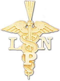Silver Gold LPN Medical Nurse Caduceus Pendant Charm  
