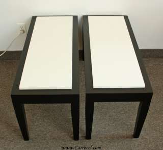 Pair of Modern Art Deco Marble Top End Sofa Tables  