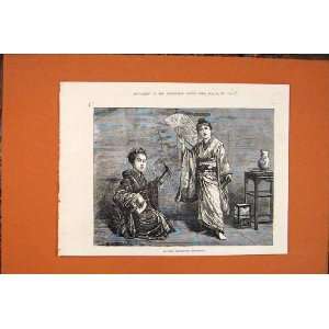  Japanese Dancing Girls Practice Japan Old Print 1874