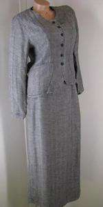 FLAX Petite Grey GRAY Linen Jacket Skirt Suit PS S XS  