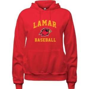 Lamar Cardinals Red Womens Baseball Arch Hooded Sweatshirt  