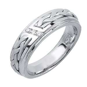 09ct Deluxe Handcrafted Diamond Wedding Band in 14K White Gold (GH 