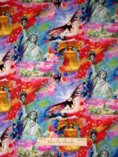 Patriotic Statue Of Liberty Bell Capitol America The Beautiful Cotton 