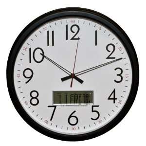  16 Low Vision Wall Clock with LCD Calendar   Thermometer 