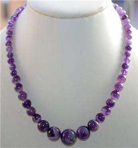 14mm Natural Amethyst Round Beads Gemstone Necklace 17  