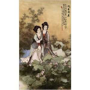 Ladies with Lotus Flowers Poster Print, 14x24:  Home 