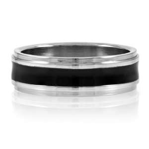   Enamel Mens Engravable Stainless Steel Ring: Emitations: Jewelry