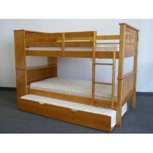  Bookcase Bunk Bed Twin over Twin Mission style Honey 