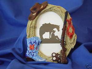 Western Rope Picture Frame Boots Cowboy Hat Lasso  