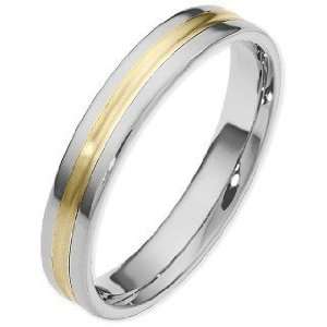  Traditional Style 4mm 14 Karat Two Tone Gold Wedding Band 