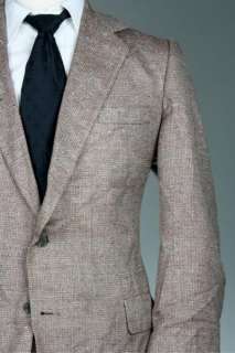 Vintage Lanvin Brown 100% Silk TWEED Fleck 46 R Blazer/Jacket  