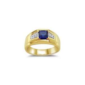  0.04 Cts Diamond & 5mm Square Synthetic Sapphire Mens Ring 