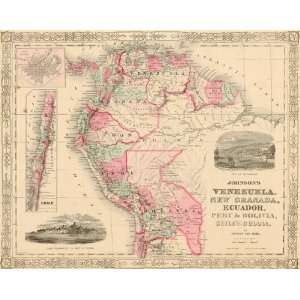 Johnson 1864 Antique Map of Venezuela