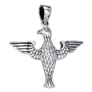    Sterling Silver Antiqued Eagle with Spread Wings Pendant. Jewelry