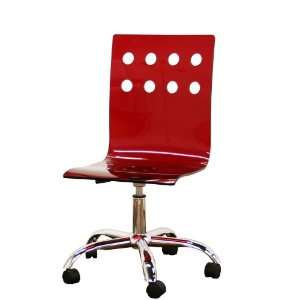 Office Chair with Caster Wheels in Transparent Red:  Home 