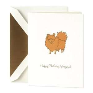  Crane & Co. Letterpress Pomeranian Birthday Greeting Card 