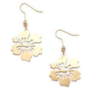  New pair earrings dangle retro vintage flower brass gold 