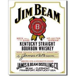   Jim Beam Tin Metal Sign  Kentucky Whiskey White Label