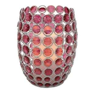  Beaded Hurricane w/ Flameless Candle  Cranberry Case Pack 