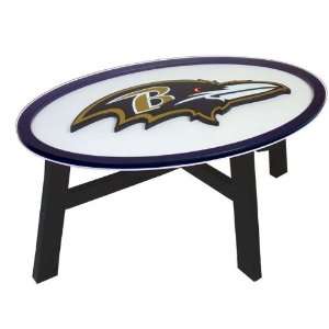   Baltimore Ravens Wood Coffee Table With Glass Cover: Sports & Outdoors
