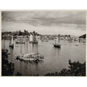 1930 Tomo Harbor Japanese Sailing Boats Photogravure 