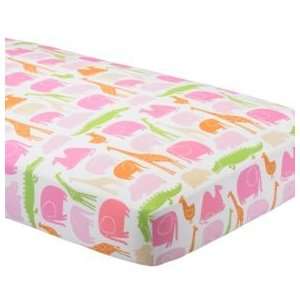 Baby Bedding: Girls Pink Zoo Crib Bedding, Cr Pi Zoo Printed Fitted 