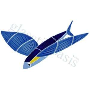 Small Blue Flying Fish Pool Accents Blue Pool Glossy Ceramic   16054